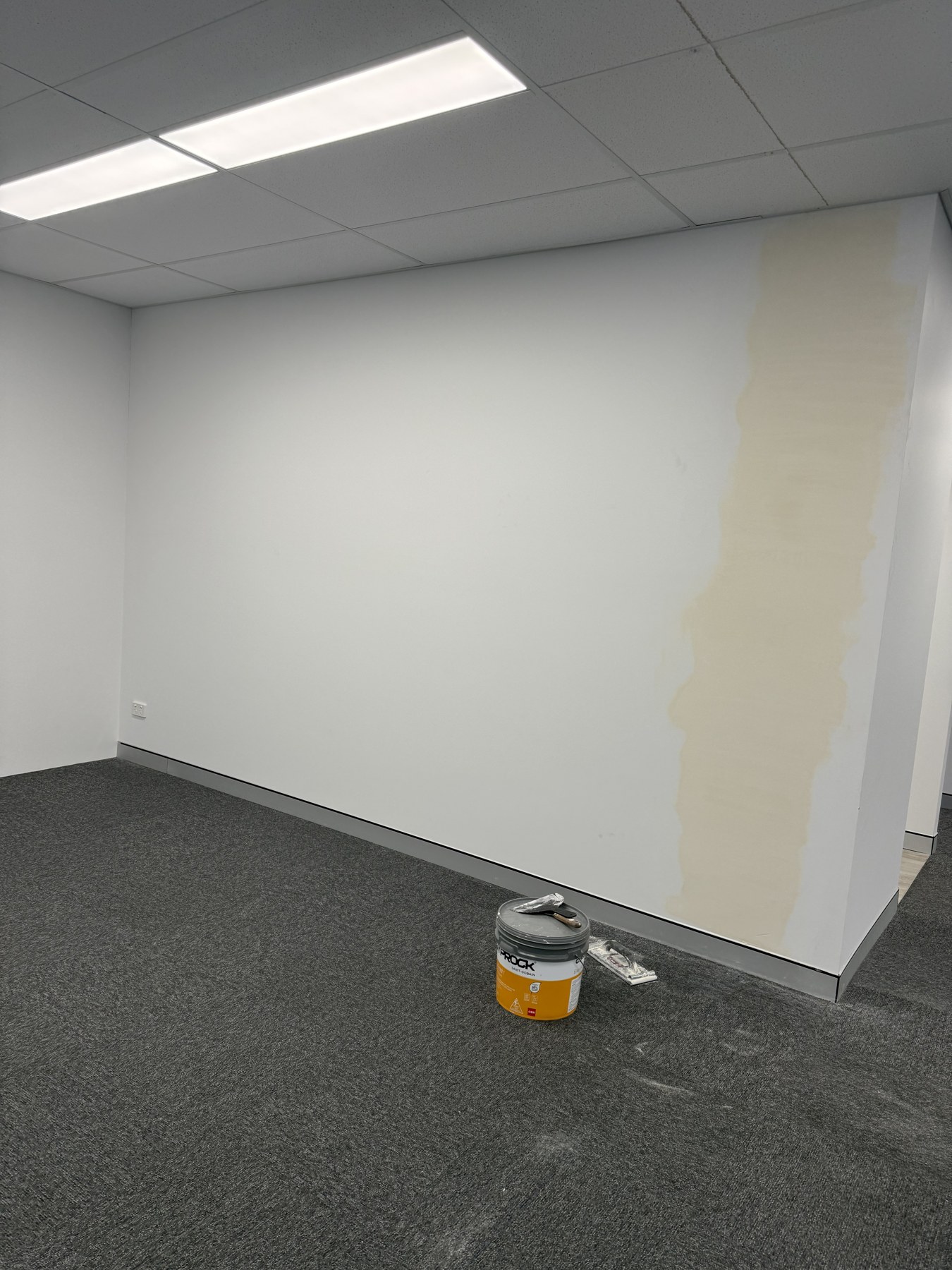 Office wall prepared for repainting